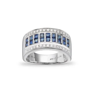 Bred safir og diamantring