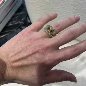 Citrin-, peridot- og diamant designring