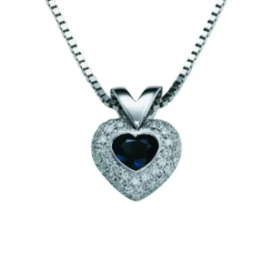 Diamanthjerte med safir 0,29 ct.