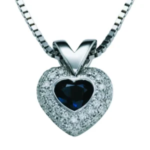 Diamanthjerte med safir 0,29 ct.