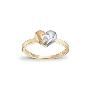 Diamantring hjerte 0,03