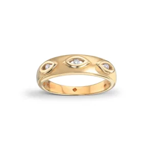 Diamantring med 3 øyne