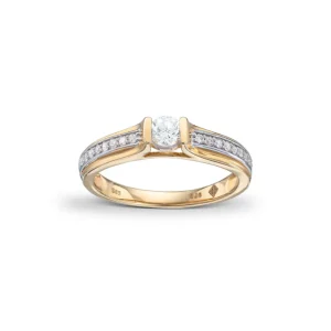 Diamantring 1-stens med sidestener