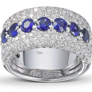 Elegant safir og diamantring