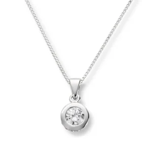 Enstens anheng 0,90 ct. med diamanter på siden