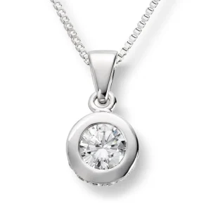 Enstens anheng 0,90 ct. med diamanter på siden