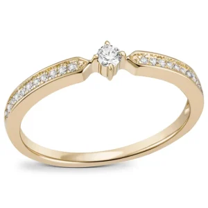 Enstens diamantring med sidestener