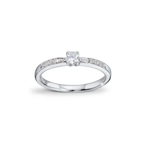 Enstens med sidestener 0,19 ct.