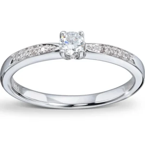 Enstens med sidestener 0,19 ct.