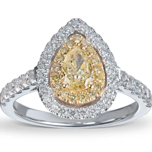 Fancy yellow diamantring dråpe – One of a kind