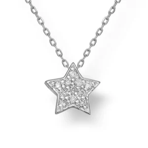 Gullkjede med diamantstjerne 0,033 ct.