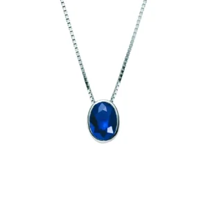 Gullkjede med oval safir