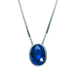 Gullkjede med oval safir