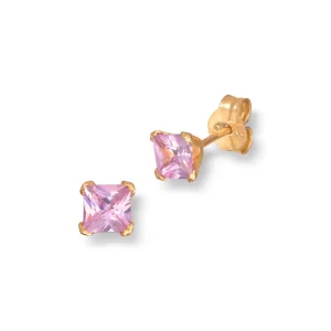 Gullørepynt rosa zirkonia