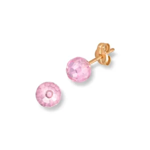 Gullørepynt rosa zirkonia kuler