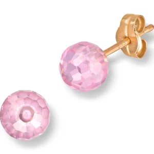 Gullørepynt rosa zirkonia kuler