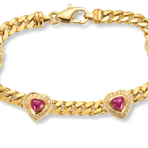 Hjerte armbånd med diamanter og rubiner