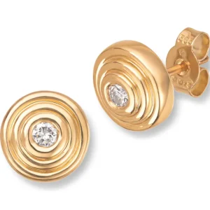 Ørepynt i gult gull med diamant 0,15ct