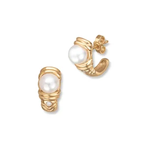 Ørering med perle og diamant 0,04ct