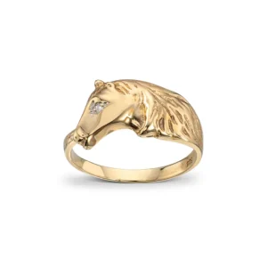 Ring i gult gull hest