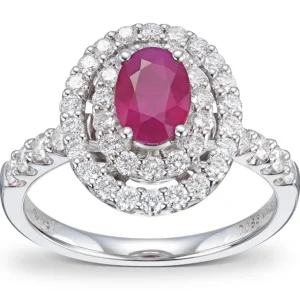 Rubin og diamantring 18 kt.