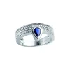 Safir og diamantring 0,20 ct.