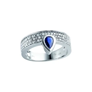 Safir og diamantring 0,20 ct.