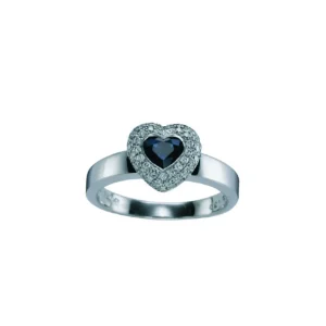 Safir og diamantring – Heart