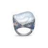 Safir- og diamantring med sydhavsperle