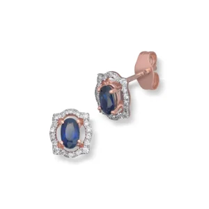 Safir ørepynt i roségull med diamanter
