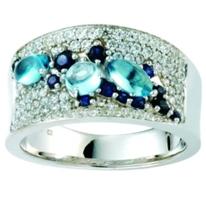 Safir-, topas- og diamant designring