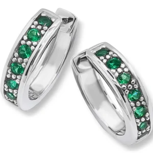 Sølv ørering med grønn cubic zirkonia