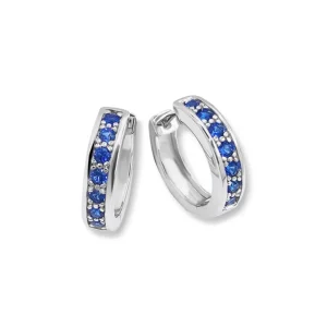 Sølv øreringer med blå cubic zirkonia