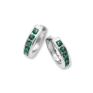 Sølv øreringer med grønn cubic zirkonia
