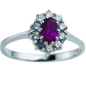 Sølvring med rød cubic zirkonia