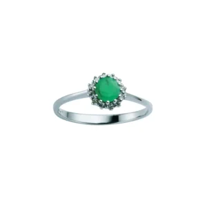 Sølvring med smaragd og cubic zirkonia