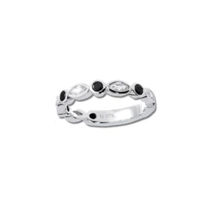 Zirkonia ring – svart + hvit