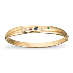 Armring med fargestener og diamanter