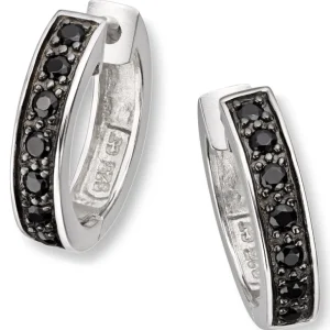 Black zirkonia sølv øreringer
