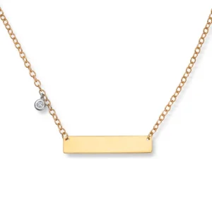 Gullkjede plate med diamant