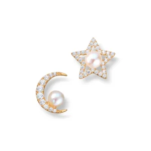 Øredobber med perle – moon and star