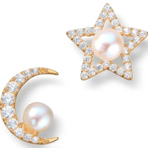 Øredobber med perle – moon and star
